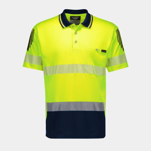 Mens Hi Vis Flux Segmented Tape Short Sleeve Polo Thumbnail